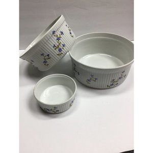 Bia Cordon Bleu France Small Flowers Fluted Souffle/Ramekin Set of (3)